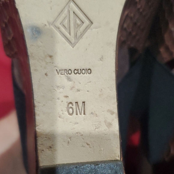 Donald J. Pliner Brown Snakeskin Embossed Wedge Shoes - Picture 8 of 11